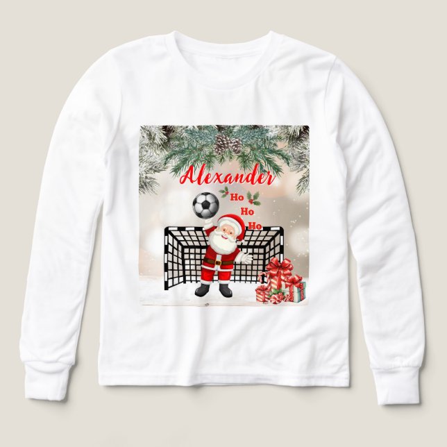 Santa Soccer Christmas Soccer Personalized T Shirt (Design framsida)