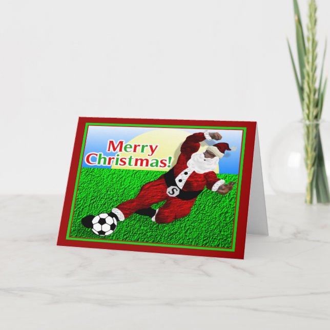Santa Soccer God jul Card Helgkort (Framsida)