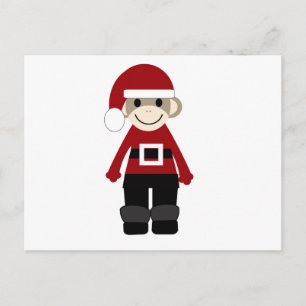 Santa Sock monkey Helg Vykort