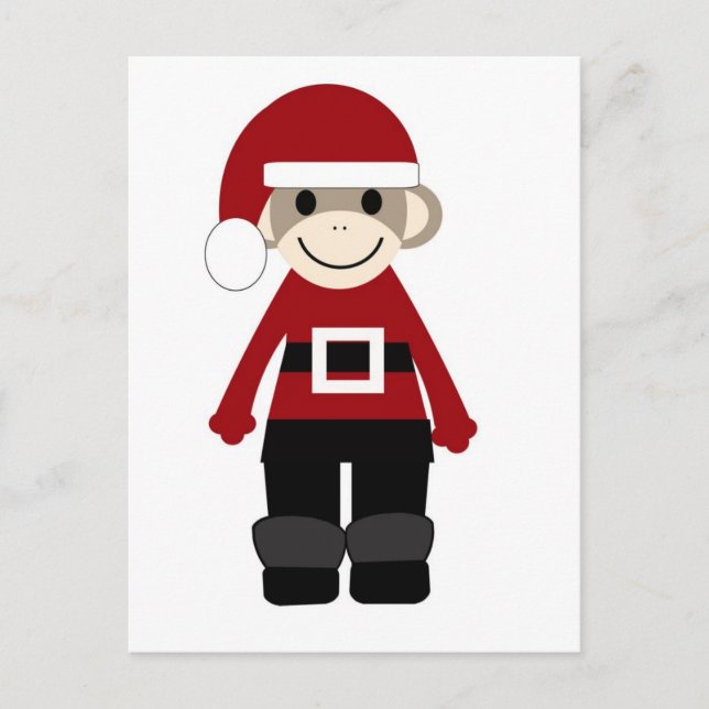 Santa Sock monkey Helg Vykort (Framsida)