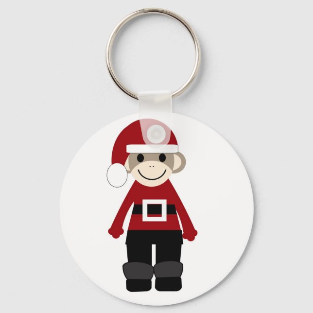 Santa Sock monkey Nyckelring (Framsida)