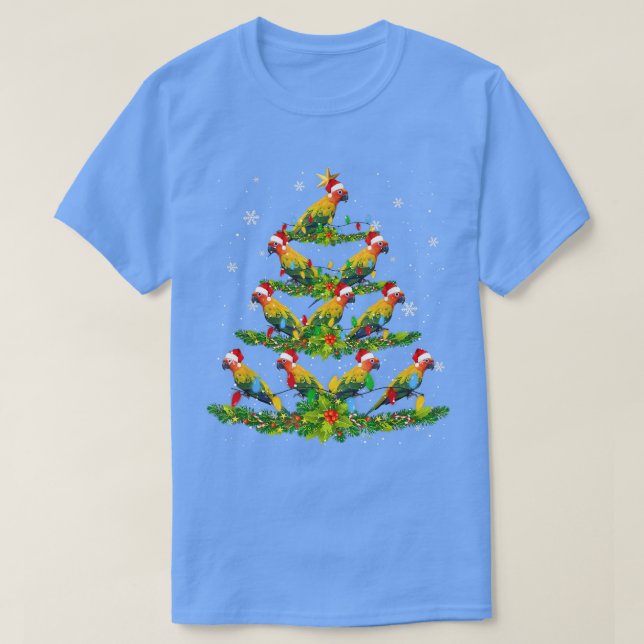 Santa Sol Conure Birds Julgran Ljus Santa T Shirt (Design framsida)