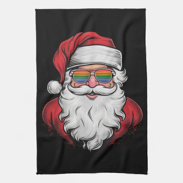 Santa solglasögon Pride jul pyjamas X-mas HBTQ Kökshandduk (Vertikal)
