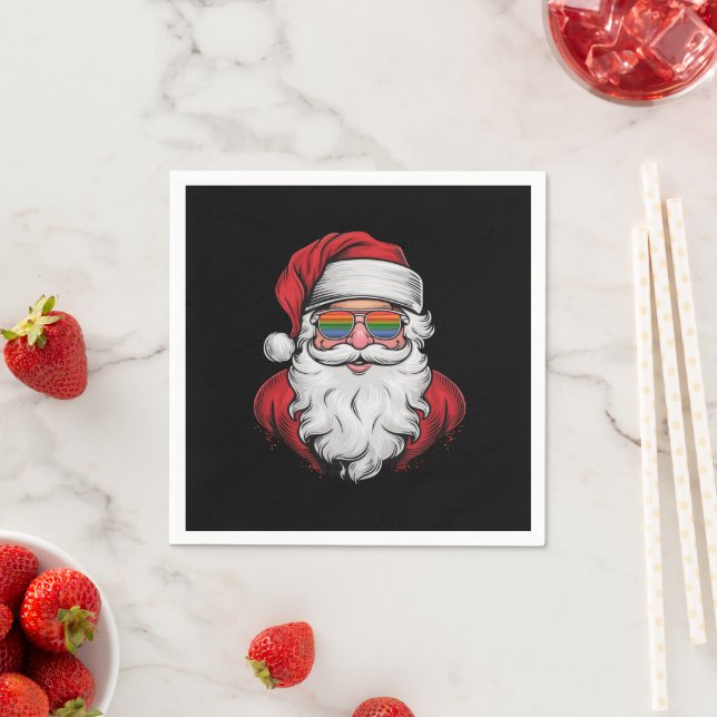 Santa solglasögon Pride jul pyjamas X-mas HBTQ Pappersservett (Insitu)