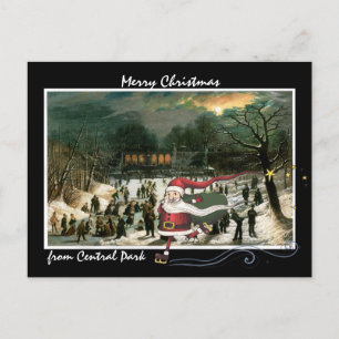 Santa som åker skridskor över Central Park Helg Vykort