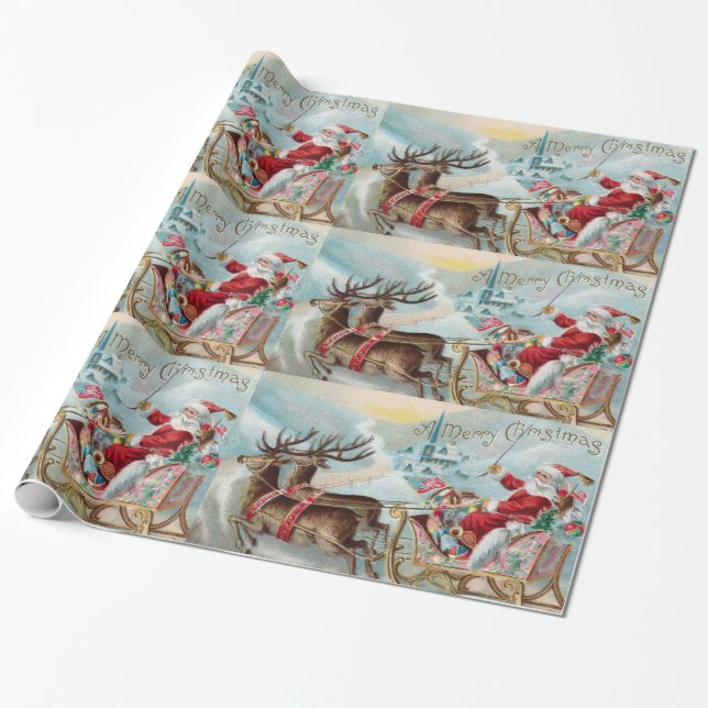 Santa som är kommande till townen presentpapper (Utrullad)