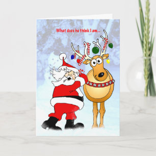 Santa som dekorerar renvän! helgkort