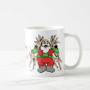 Santa som kramar rolig tecknadjul för ren kaffemugg