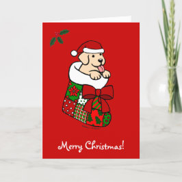 Santa som lagerför gul lab valp 2 helgkort
