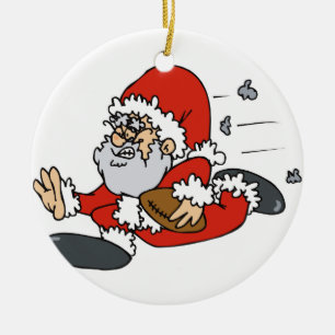 Santa som leker fotboll julgransprydnad keramik