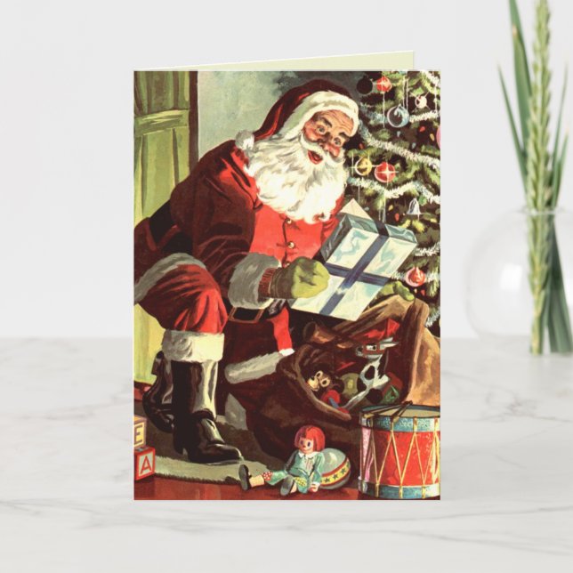 Santa som levererar presenter helgkort (Framsida)