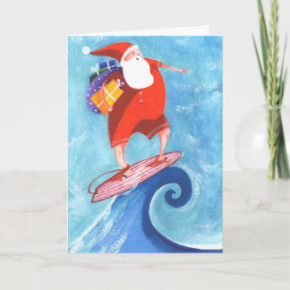 Santa som surfar julkortet helgkort