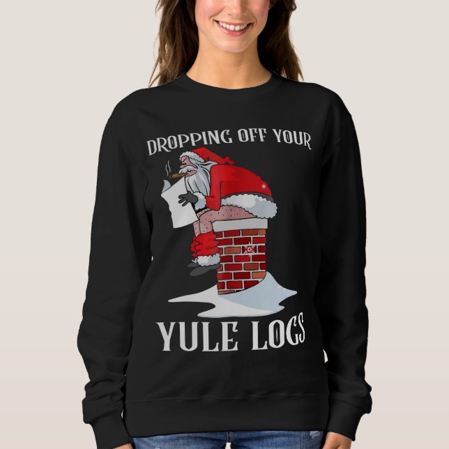 Santa som tappar av Yule, loggar den roliga T Shirt (Framsida)