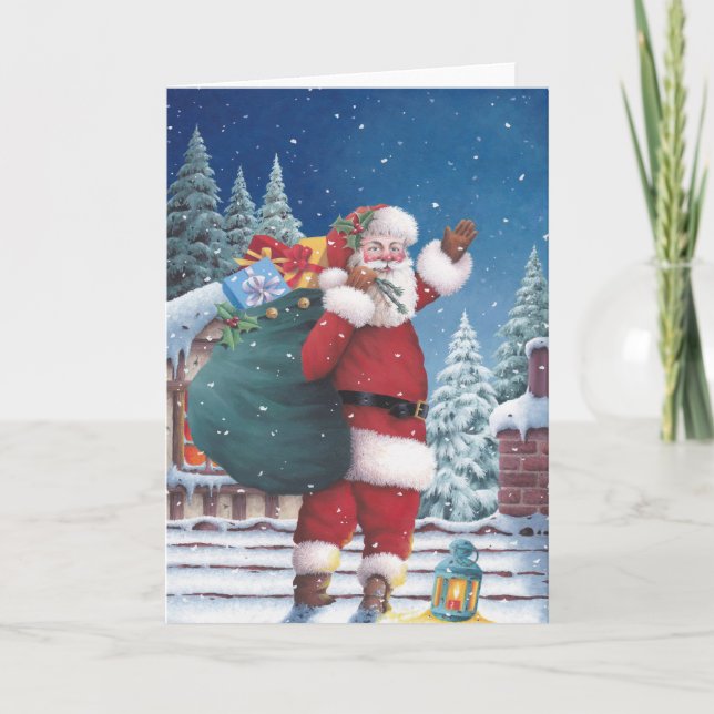 Santa som vinkar goodbye helgkort (Framsida)