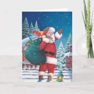 Santa som vinkar goodbye helgkort