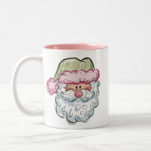 Santa Söt Tomte Jul Högtid Rosa  Två-Tonad Mugg