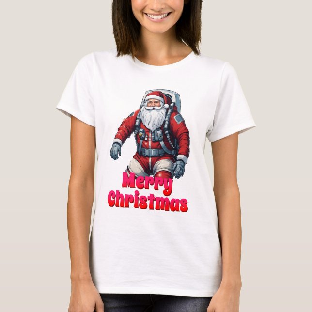 Santa Space Astro-julflyget Aerospace T Shirt (Framsida)