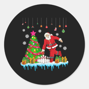 Santa Spela Bowling Julgran Funny Player Runt Klistermärke