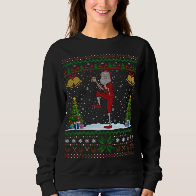 Santa Spela upp Baseball Julafton Gift Ugly Baseba T Shirt (Framsida)