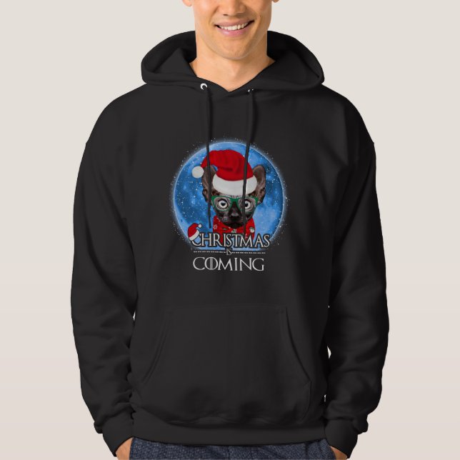 Santa Sphynx Cat God jul kommer att bli lustigt X Hoodie (Framsida)