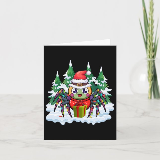 Santa Spider Holding A Prestige Box Funny jul Kort (Framsida)