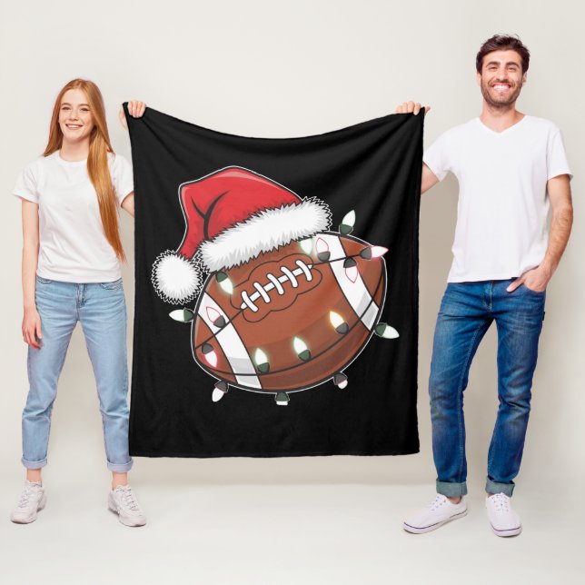 Santa Sport Jul Amerikansk Fotboll Älskare Fleecefilt (På plats)