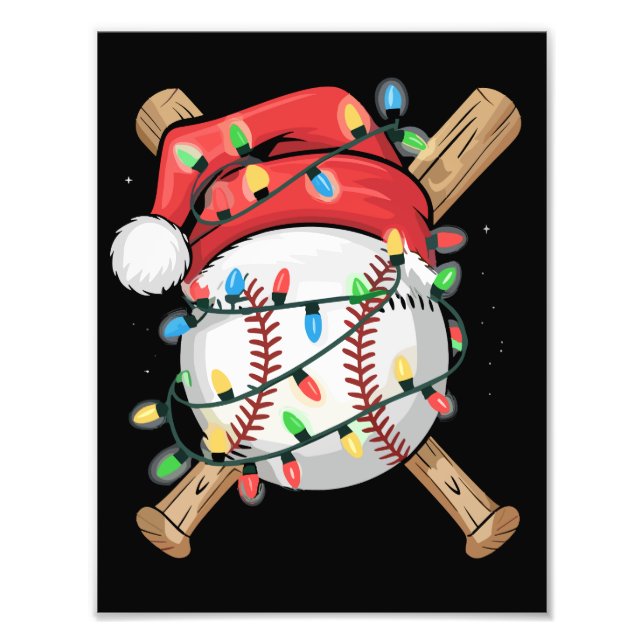 Santa Sports Christmas Baseball Player  Fototryck (Framsidan)
