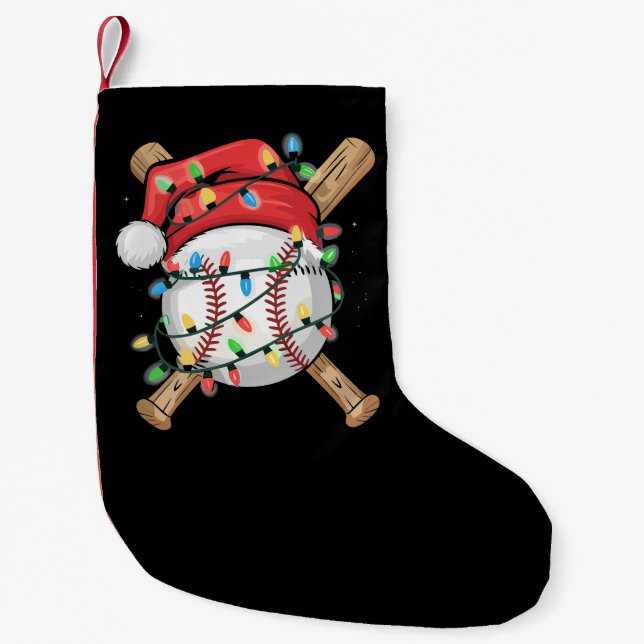 Santa Sports Christmas Baseball Player  Liten Julstrumpa (Framsidan)
