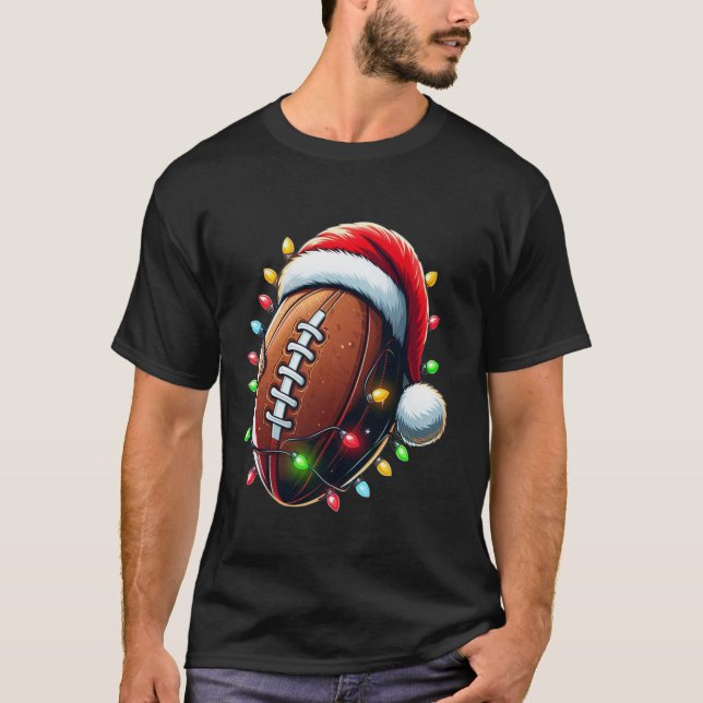 Santa Sports Design För manar Boys-jul-fotboll T Shirt (Framsida)