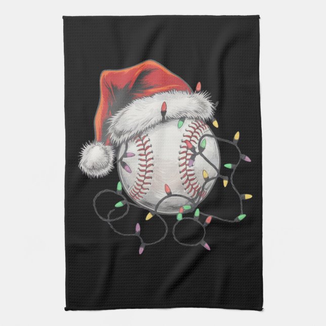 Santa Sports jul Baseball Player Kökshandduk (Vertikal)