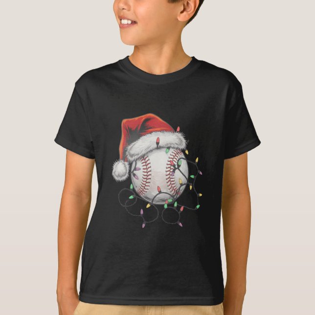 Santa Sports jul Baseball Player T Shirt (Framsida)