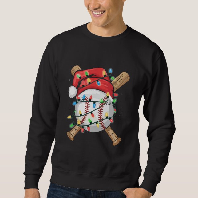 Santa Sports Julbasebollspelare  Lång Ärmad Tröja (Framsida)