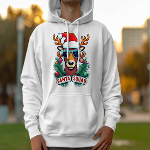 Santa Squad Coola Reindeer med Glass-jul Hoodie