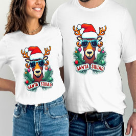 Santa Squad Coola Reindeer med Glass-jul T Shirt