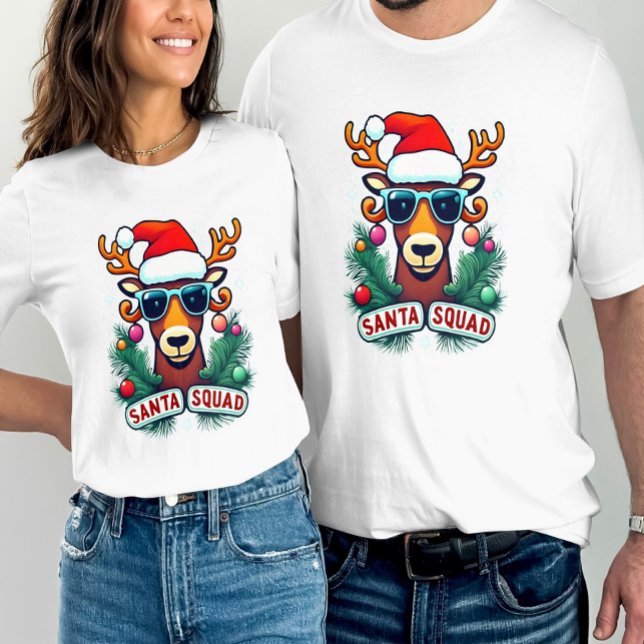 Santa Squad Coola Reindeer med Glass-jul T Shirt (Skapare uppladdad)