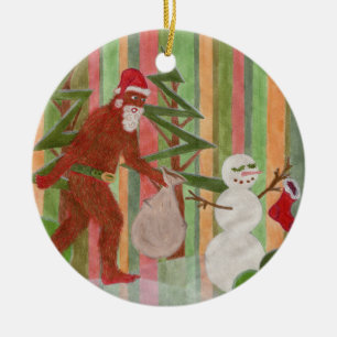 Santa-Squatch: Jag tror Julgransprydnad Keramik