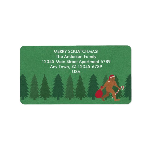 Santa Squatch jul Bigfoot Sasquatch Funny Adressetikett (Framsidan)