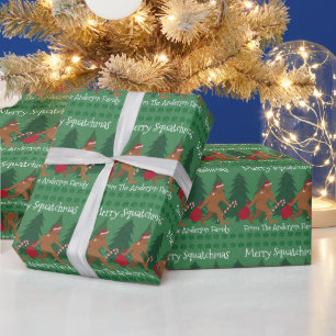 Santa Squatch jul Humor Lägg till ditt namn Presentpapper
