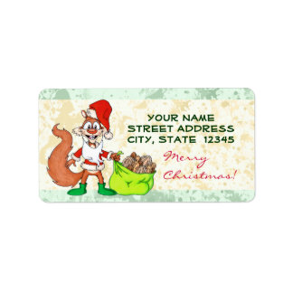 Santa Squirrel Adressetikett
