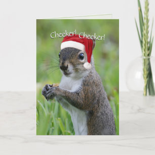 Santa Squirrel™ Cheeker! Cheeker! Jul Helgkort