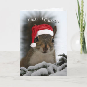 Santa Squirrel Cheeker! Cheeker! Jul Helgkort
