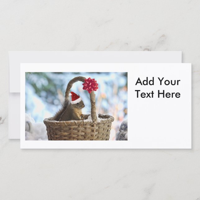 Santa Squirrel i Snö Julkort (Framsida)
