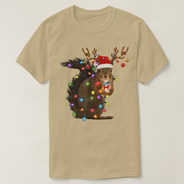 Santa Squirrel jul Light Pajama Matching T Shirt (Design framsida)