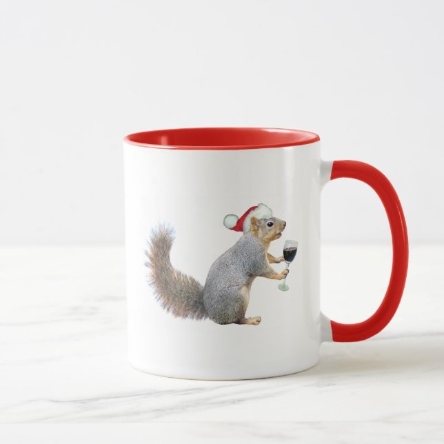 Santa Squirrel med Vin Mugg (Höger)