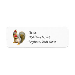 Santa Squirrel Red Gift Returetiketters Returadress Etikett