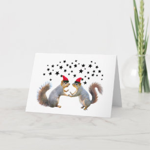 Santa Squirrels med Stars Helgdag Card Kort