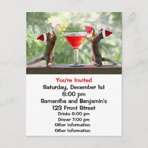 Santa Squirrels som dricker en Cocktail Inbjudningar