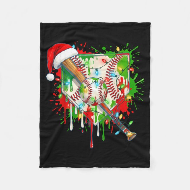 Santa Srts Ice Baseball Christmas Xmas Pajama Kid  Fleecefilt (Framsidan)