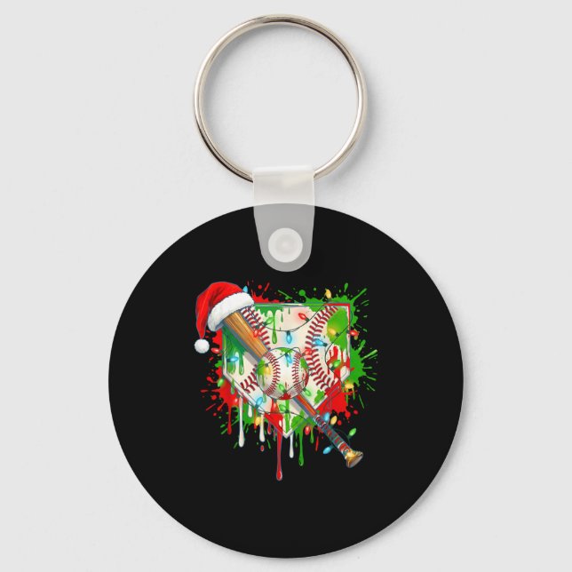 Santa Srts Ice Baseball Christmas Xmas Pajama Kid  Nyckelring (Framsida)