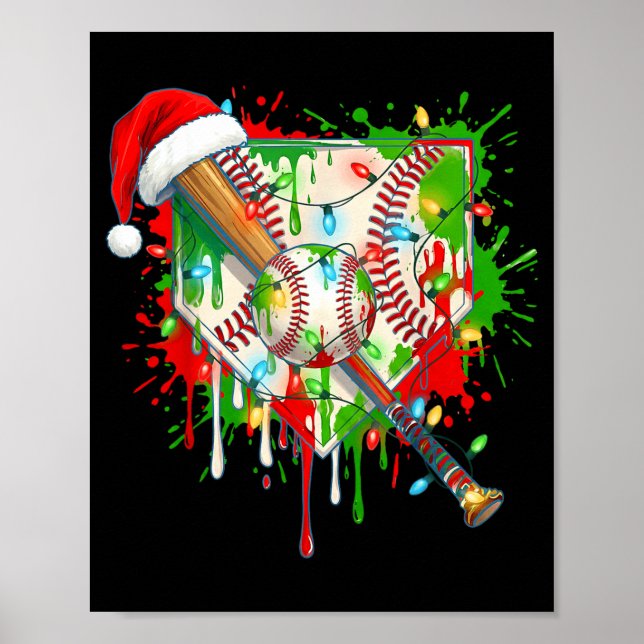 Santa Srts Ice Baseball Christmas Xmas Pajama Kid  Poster (Framsidan)